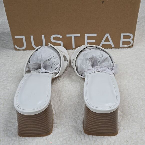 NIB JustFab Haidee Bright White Heeled Sandal Size 8.5 - Picture 4 of 9